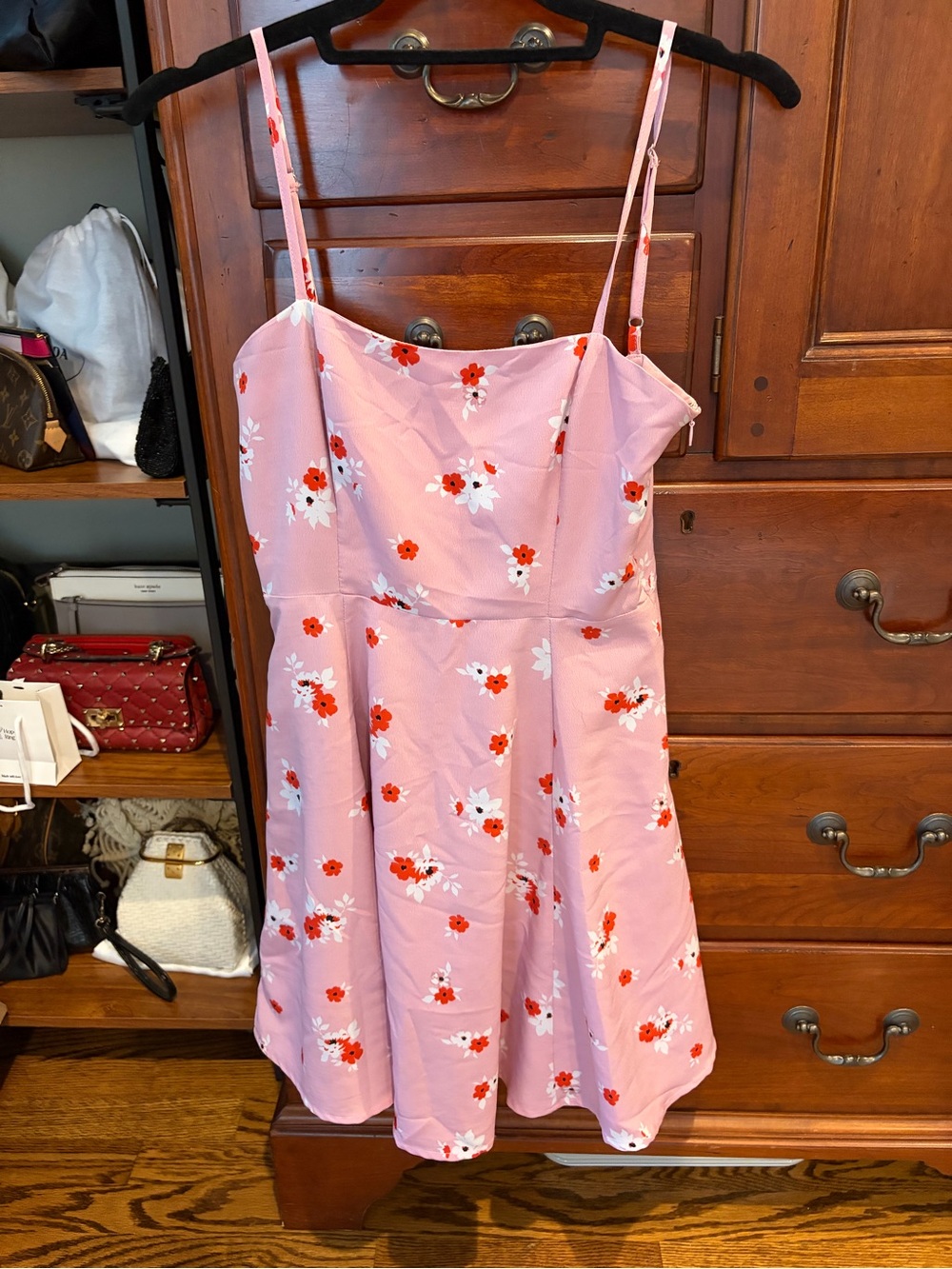 EUC Pink Floral Spaghetti-Strap Mini Dress - Picture 4 of 7